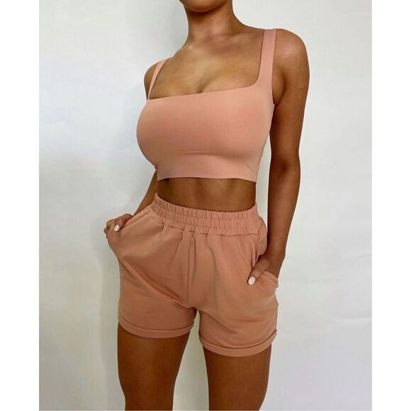 Meshki Jazmin Scoop Neck Crop Top in Apricot Size S - Picture 1 of 10